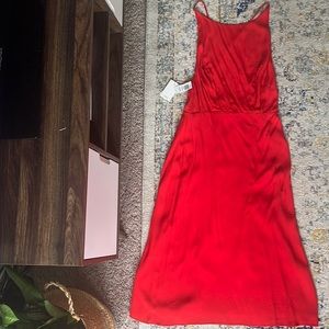 Aritzia red t-length crepe-like dress